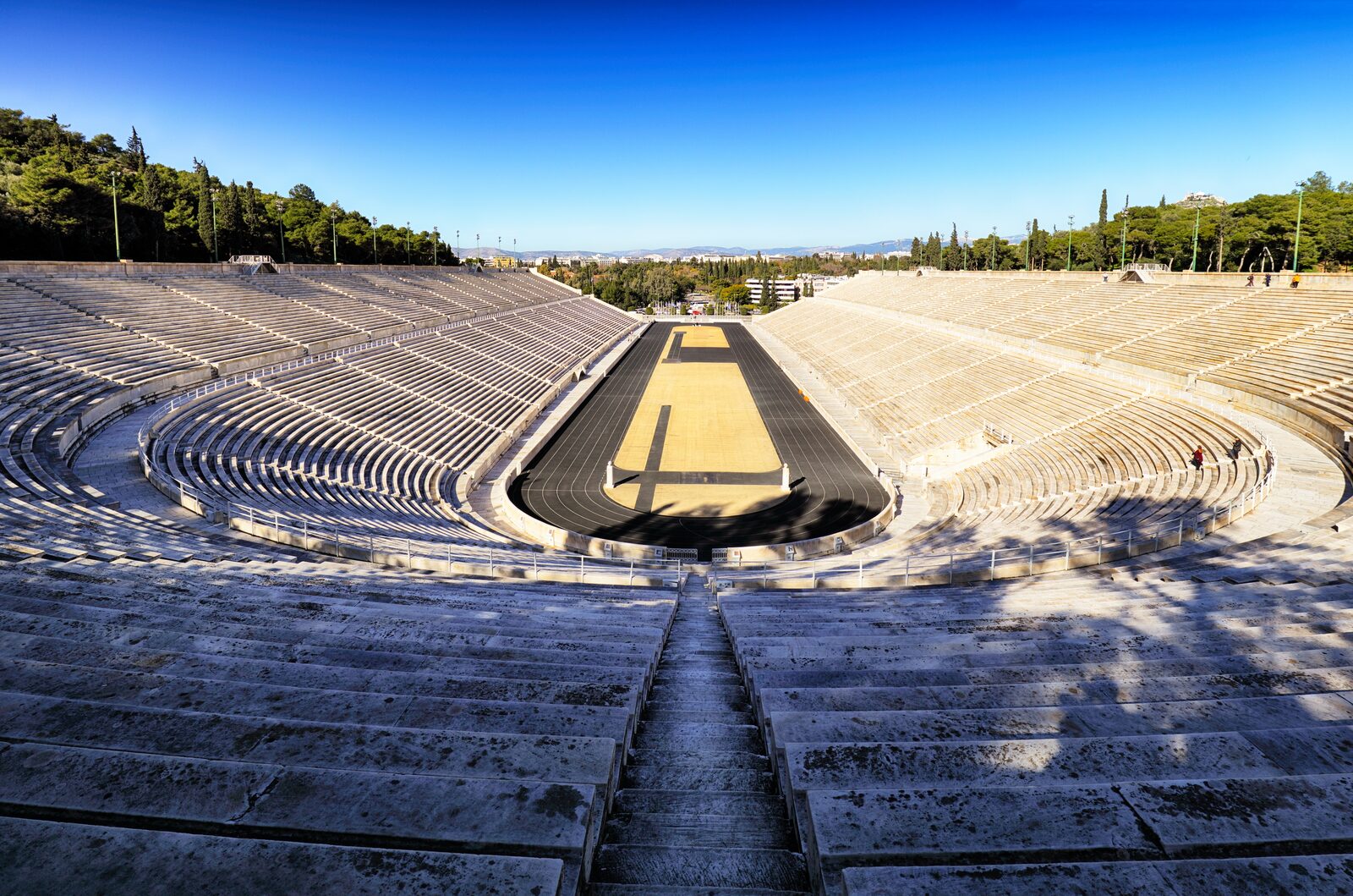 The all-marble Panathenaic Stadium in Athens, home of the first modern Olympics