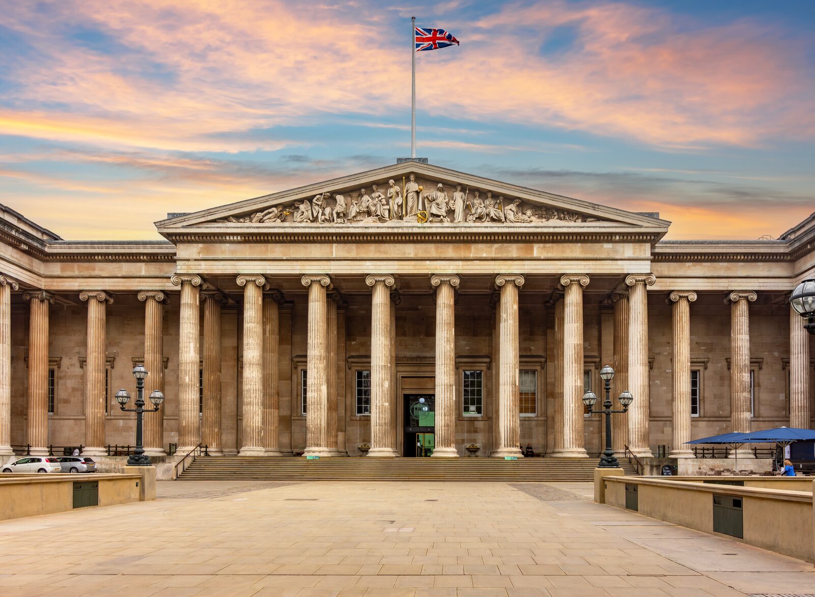 The glass-roofed Great Court at the British Museum in London