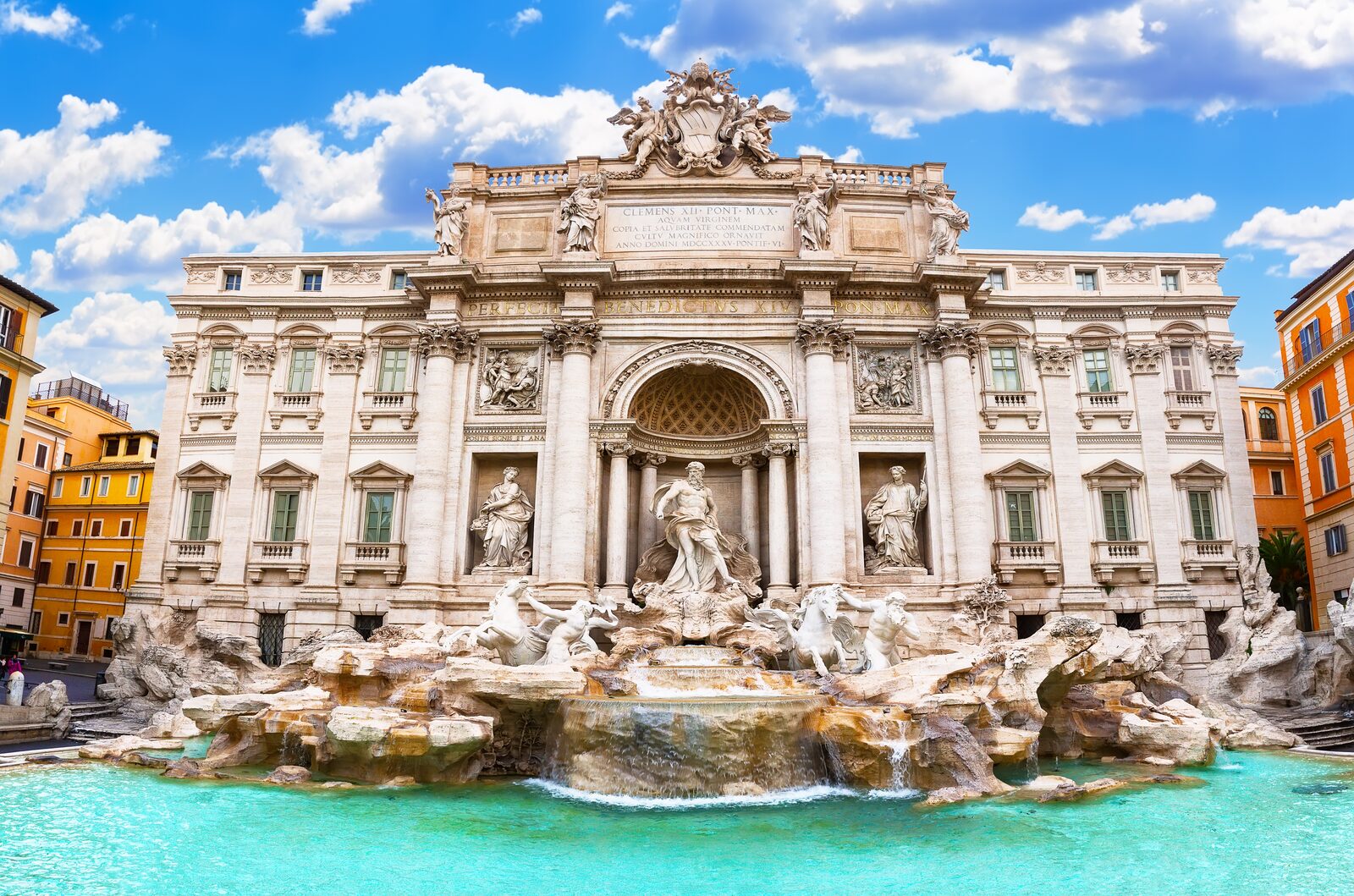 The Baroque Trevi Fountain illuminated in Rome